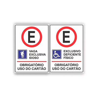 Placas para vagas reservadas de idoso e pessoa com deficiência