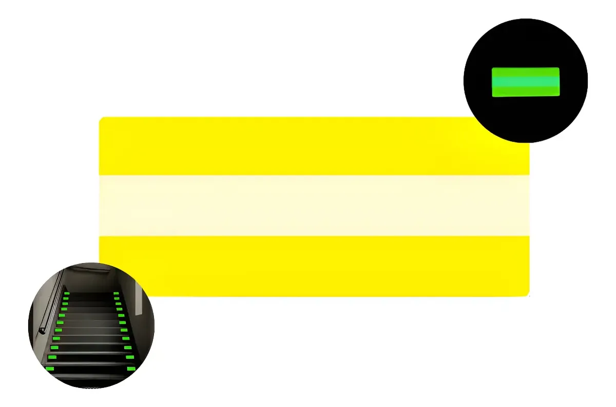 Sinalizador fotoluminescente amarelo para degraus