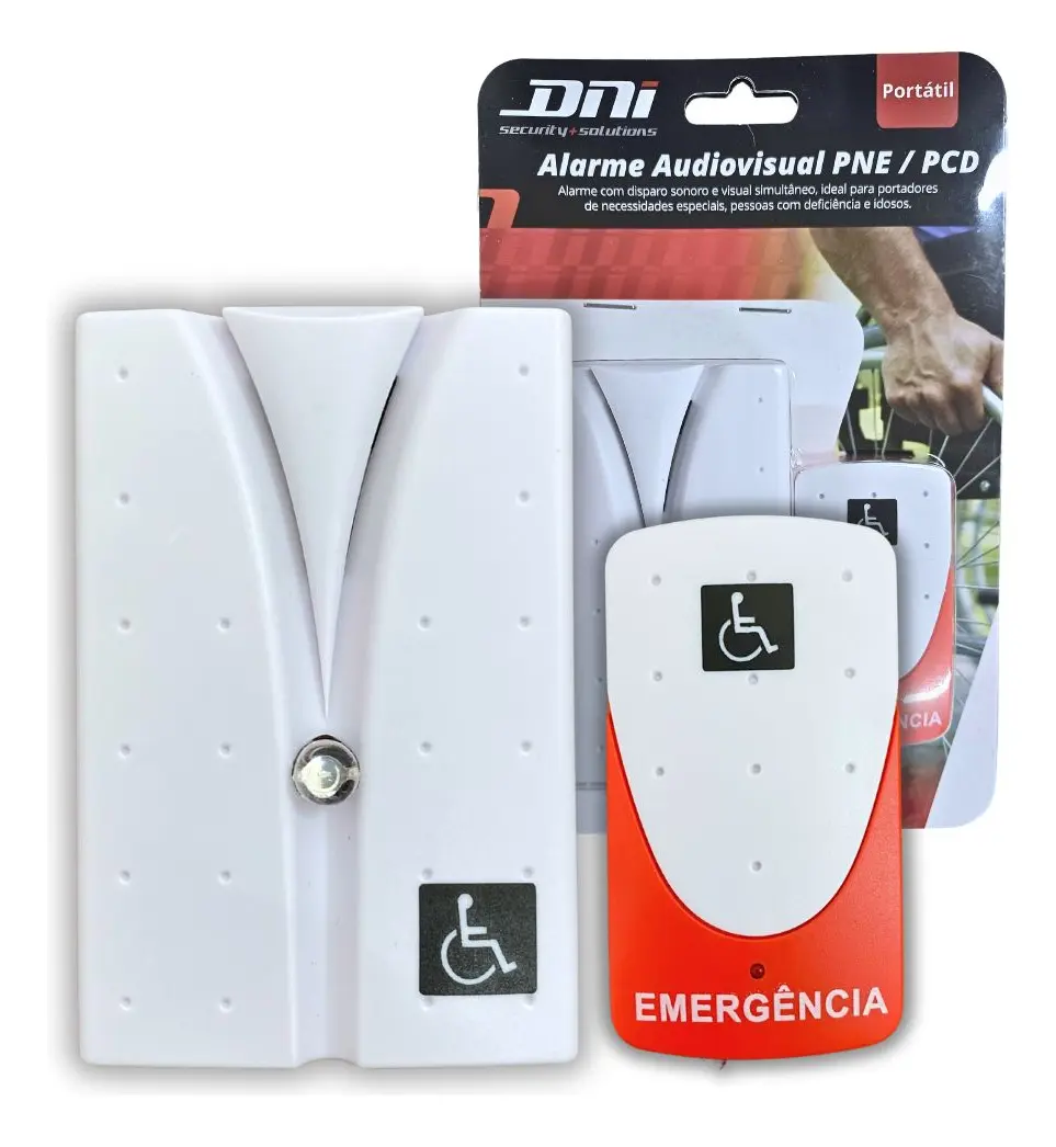 Conjunto de alarme audiovisual PcD com acionador de emergência