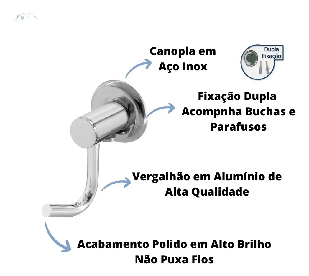 Detalhes de fixação do cabideiro simples