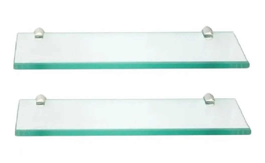 Conjunto de porta-objetos em vidro temperado com suportes